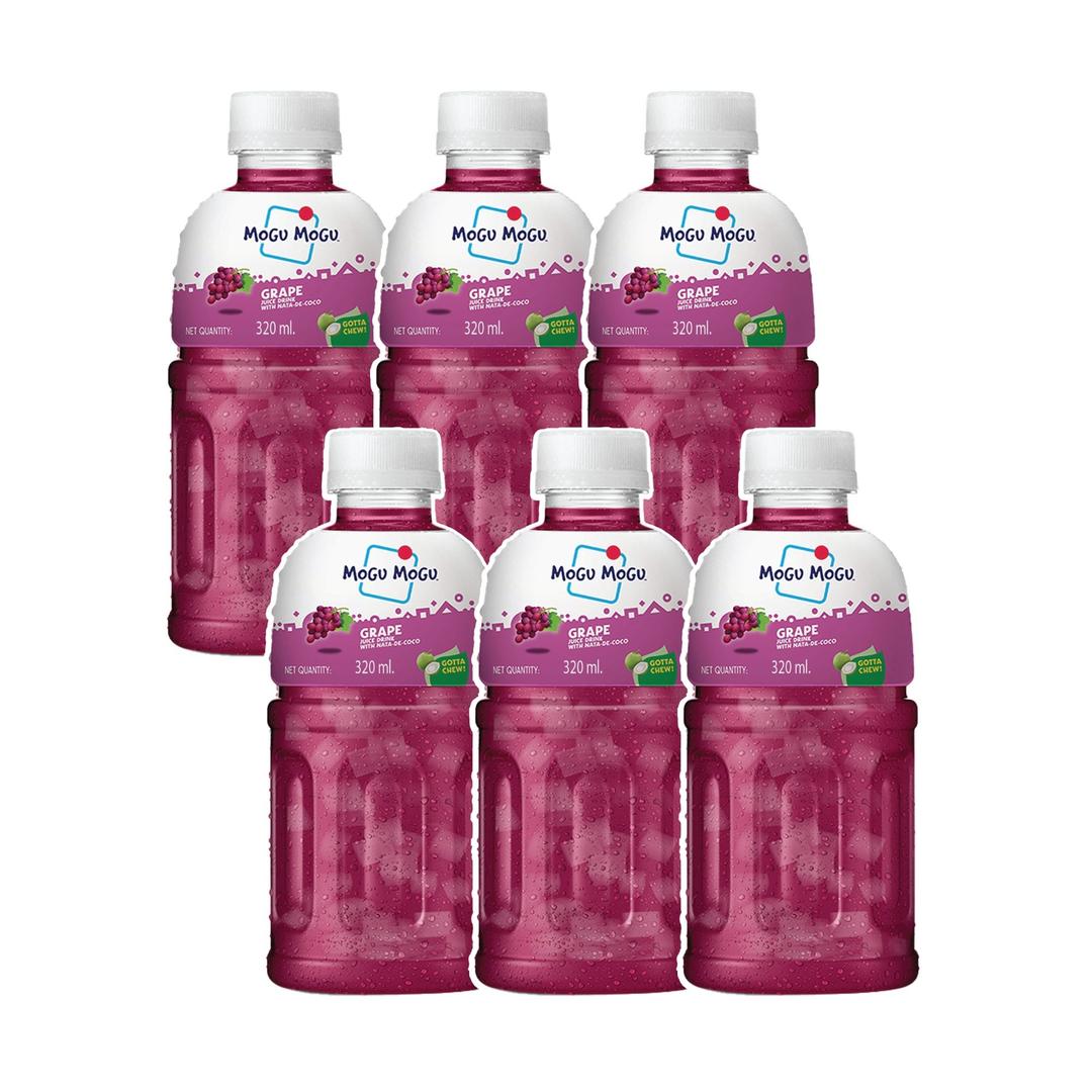 Mogu Mogu Grape Juice 25% with Nata De Coco 320ml (Pack of 6)