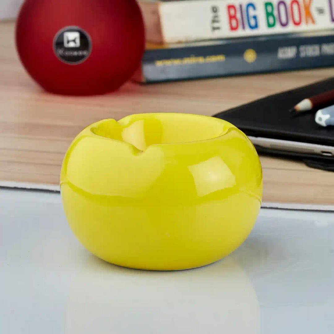 Kookee Groovy Ceramic Ashtray - Unique and Colorful Smoking Accessory with Retro Vibes - Funky Decor for Smokers and Collectors, Yellow (10776)