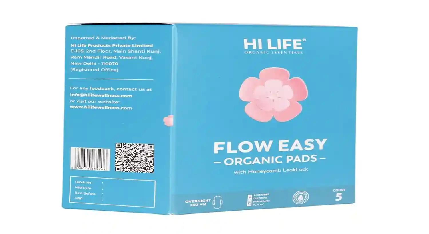 Hi Life Flow Easy Overnight Organic Period Pads Size XL