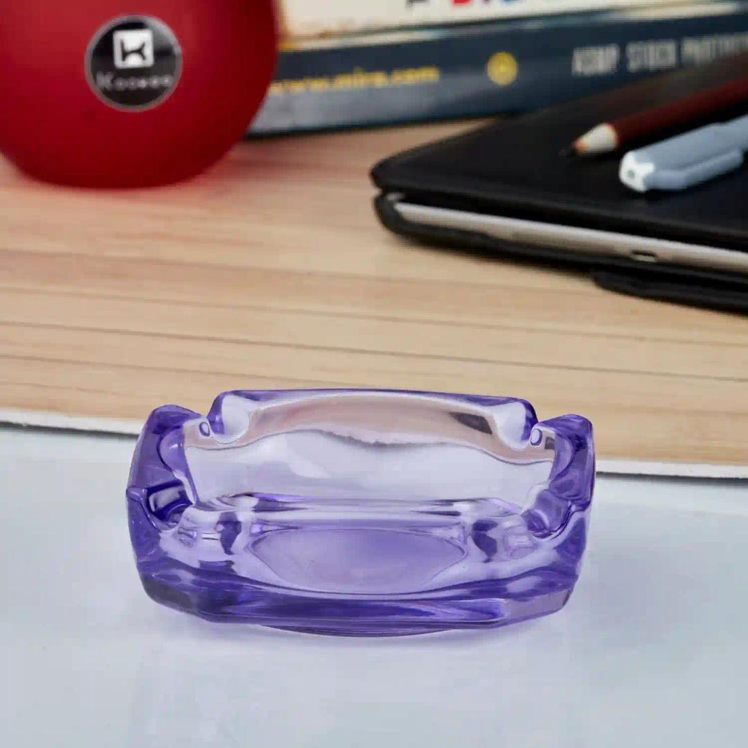 Kookee Glass Ashtray for Cigarettes, Tabletop Ashtray and Modern Decoration for Home Office Bar Restaurant Indoor Outdoor, Purple (10748)