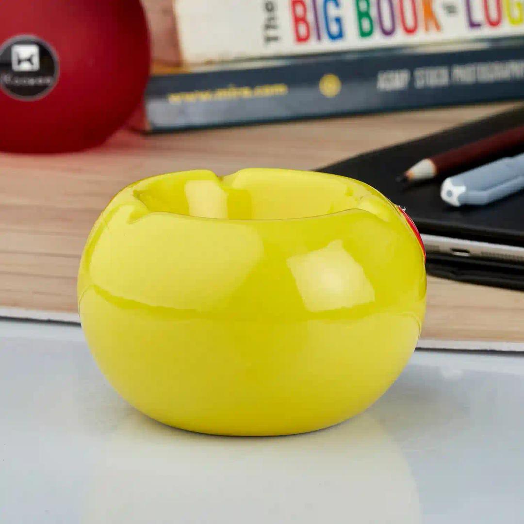 Kookee Groovy Ceramic Ashtray - Unique and Colorful Smoking Accessory with Retro Vibes - Funky Decor for Smokers and Collectors, Yellow (10777)