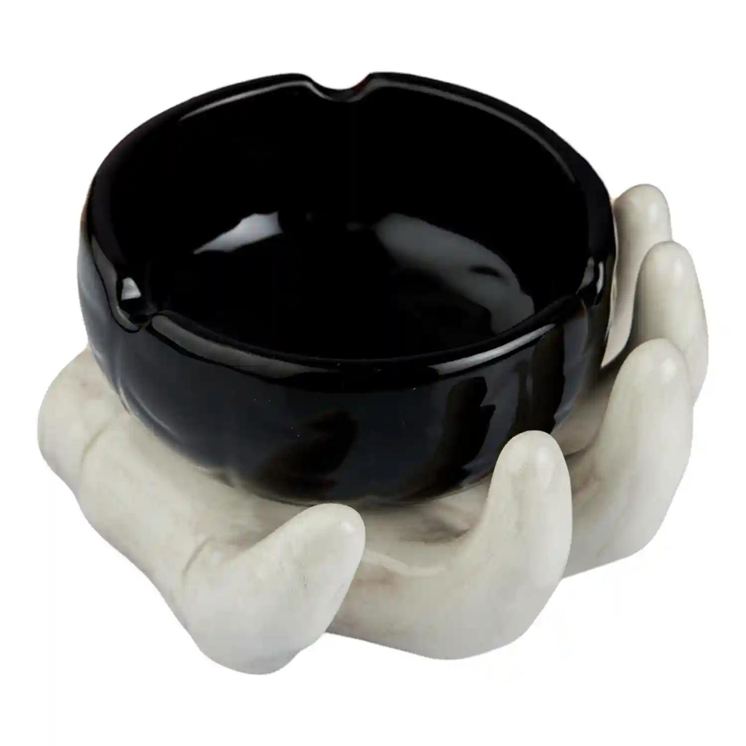 Kookee Groovy Ceramic Ashtray - Unique and Colorful Smoking Accessory with Retro Vibes - Funky Decor for Smokers and Collectors, Black/White (10761)