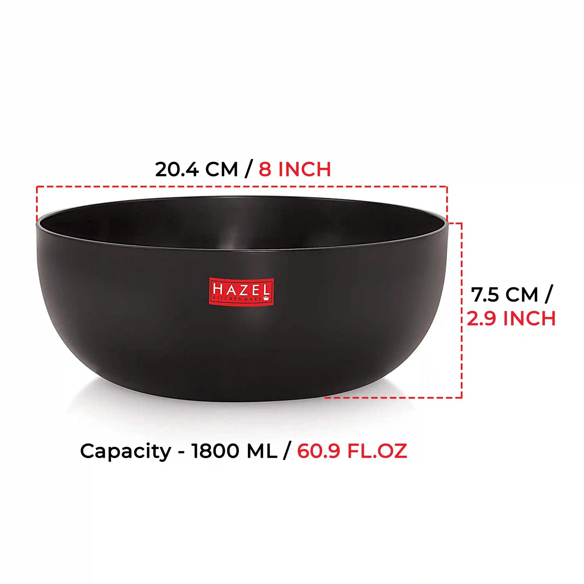 HAZEL Hard Anodised Tasra Tasla | Deep Anodized Kadhai Without Handle Cookware Utensil for Frying, 1800 ml, 19.8 cm, Black