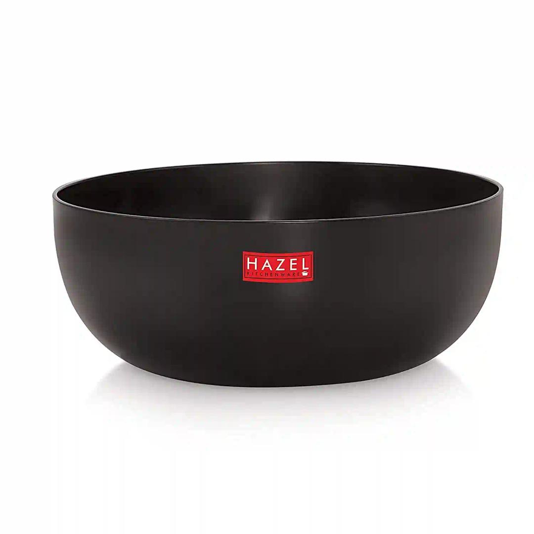 HAZEL Hard Anodised Tasra Tasla | Deep Anodized Kadhai Without Handle Cookware Utensil for Frying, 1800 ml, 19.8 cm, Black