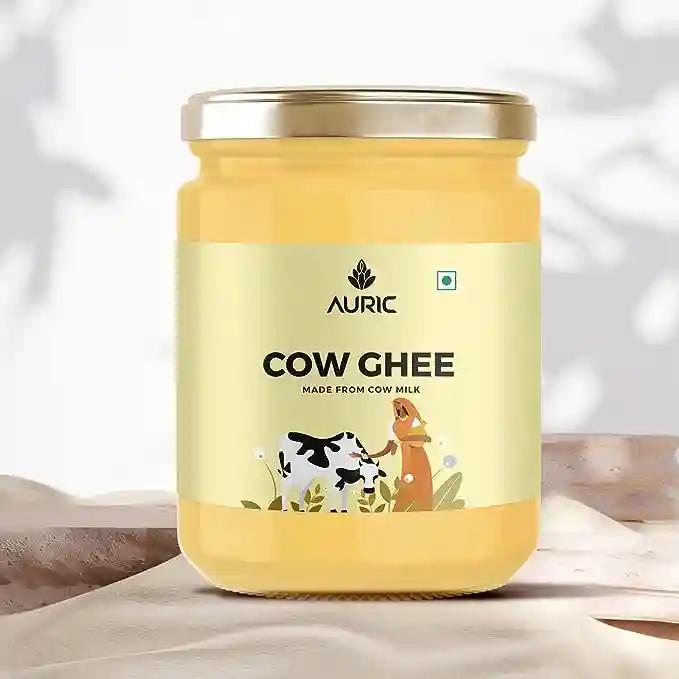 Auric Bilona Cow Ghee 1L Glass Jar| 100% Pure and Natural Desi Ghee | Traditional Curd-Churned | Premium Artisanal Desi Ghee | Diet Friendly With Rich Taste