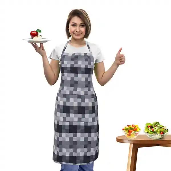 Oasis Grey Checked Drill Cotton Kitchen Apron |Free Size | Comfortable To Wear With Center Pocket |Pack Of 1