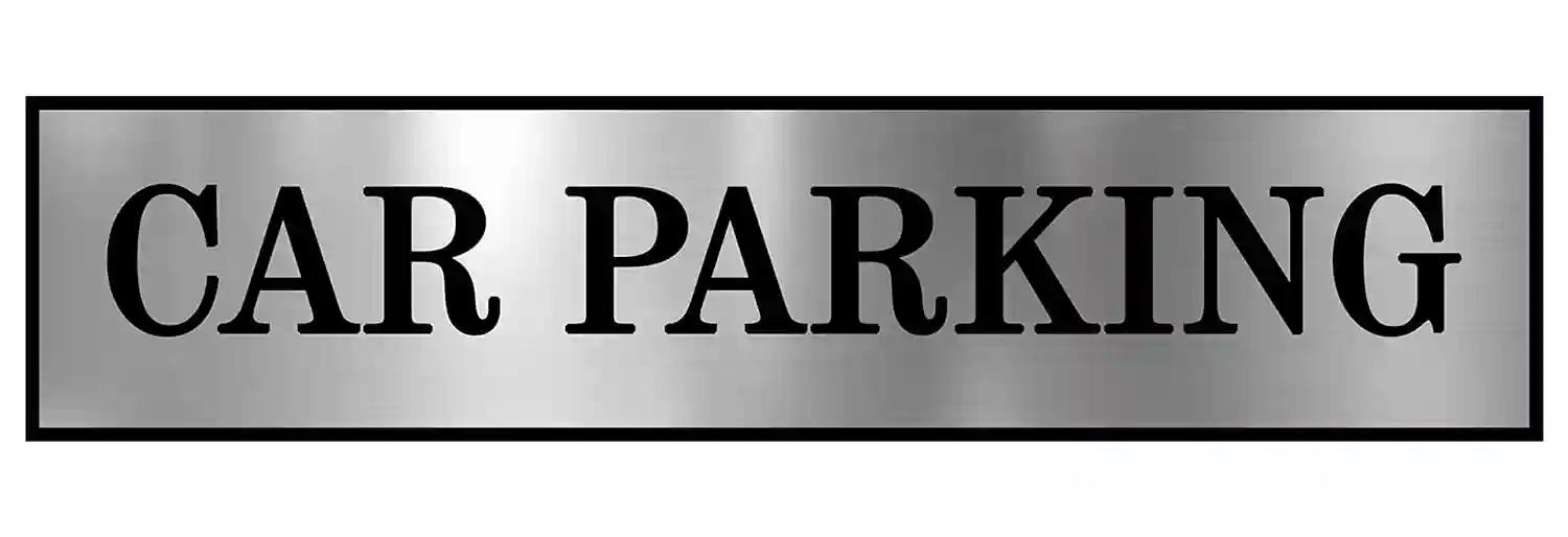 Gugan's Parking Signs with Self Adhesive Signboard Signage for Office, Hospitals, Colleges, Supermarket | Laser Engraved Acrylic Sheet - Car Parking (Silver)