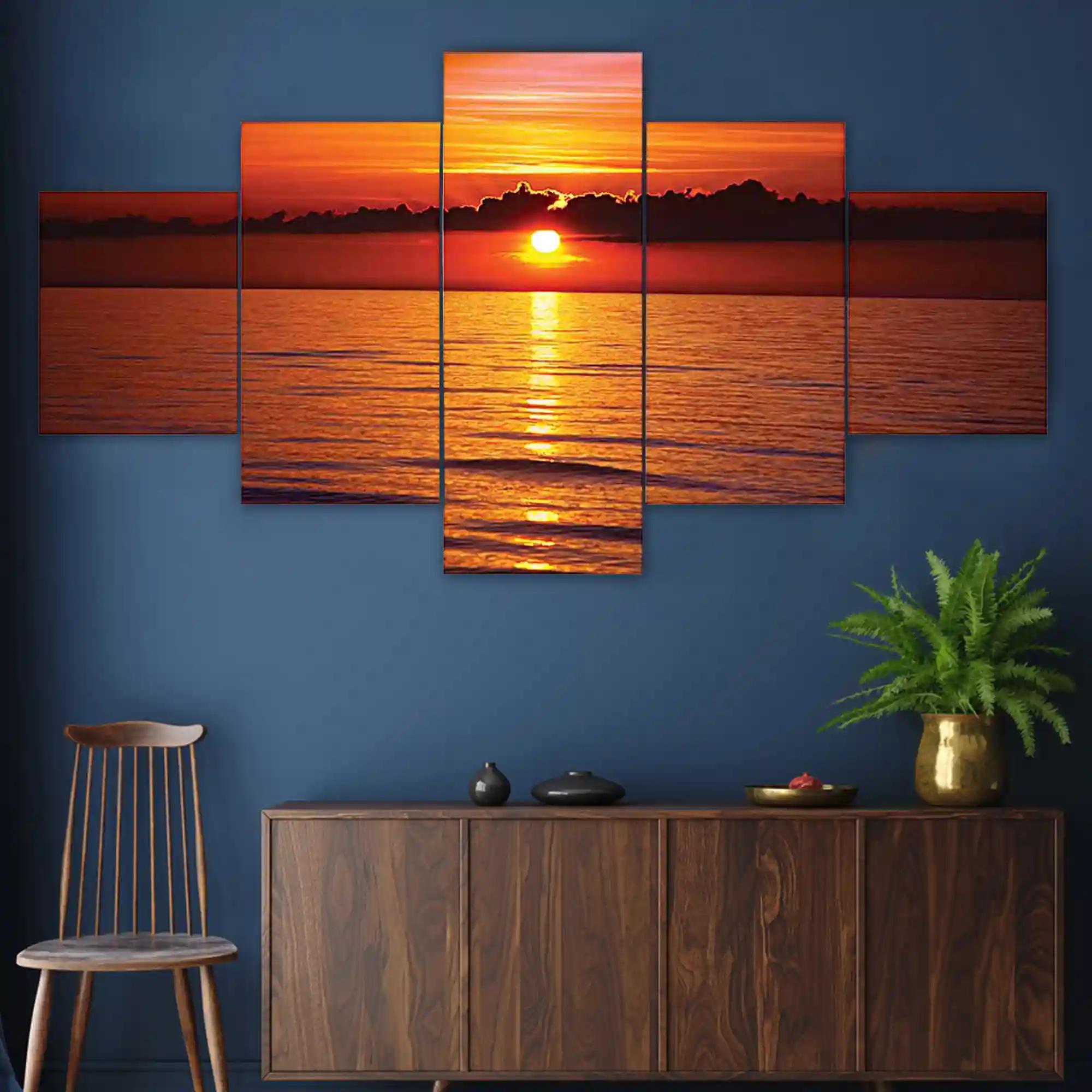 Sunset Wall Painting For Home Decoration Pack of 5 (119.5 x 60 Cm)- Pattern 122