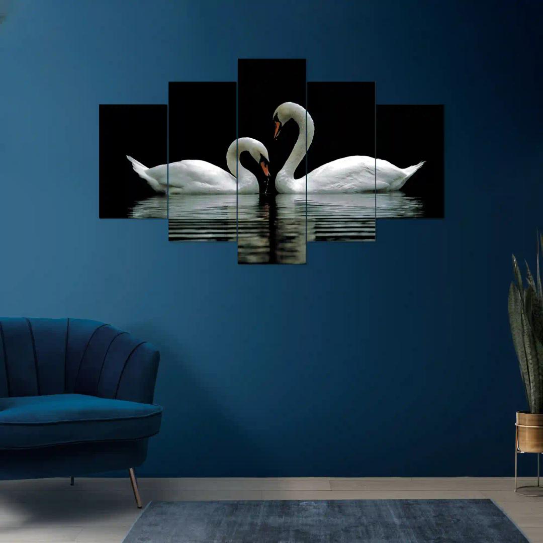 Swan Wall Painting For Home Decoration Pack of 5 (119.5 x 60 Cm)- Pattern 119