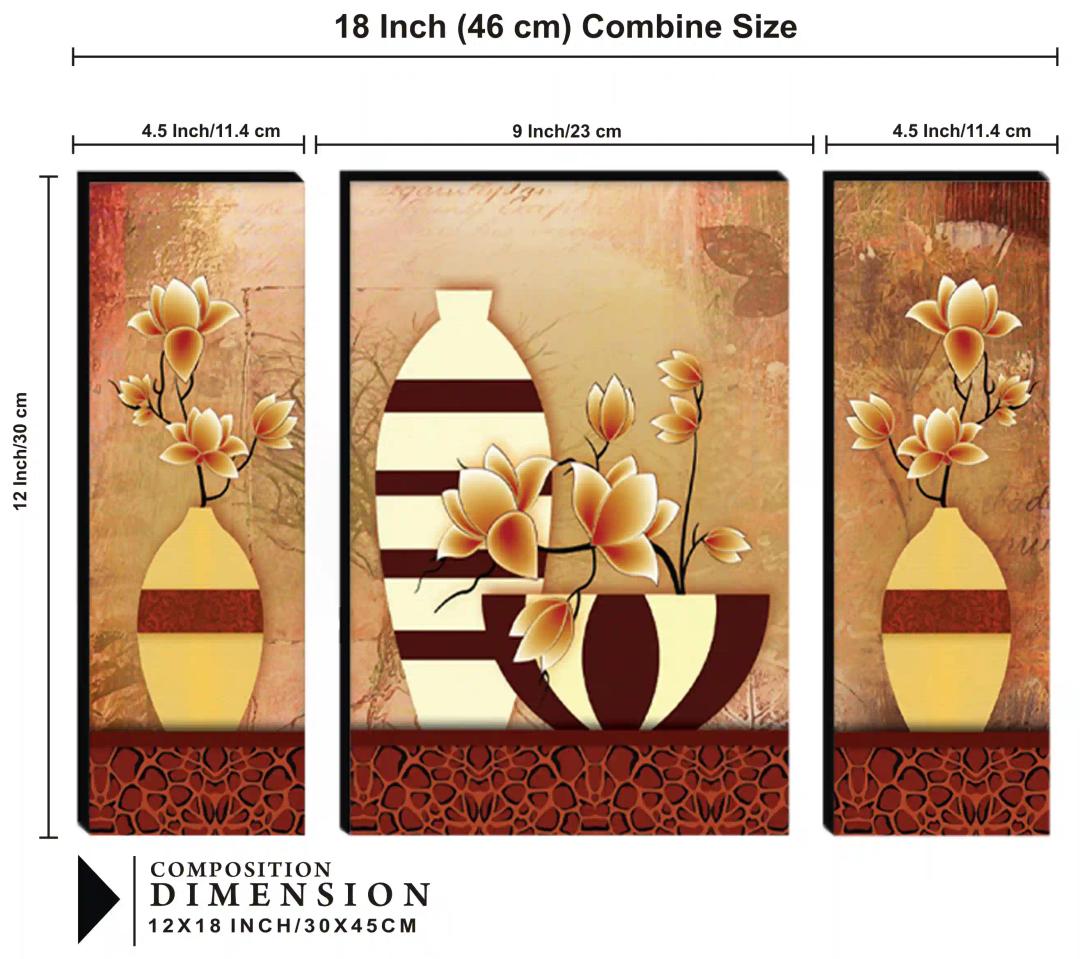 Framed Flower Vase Wall Painting for Home Decor - Pattern 193