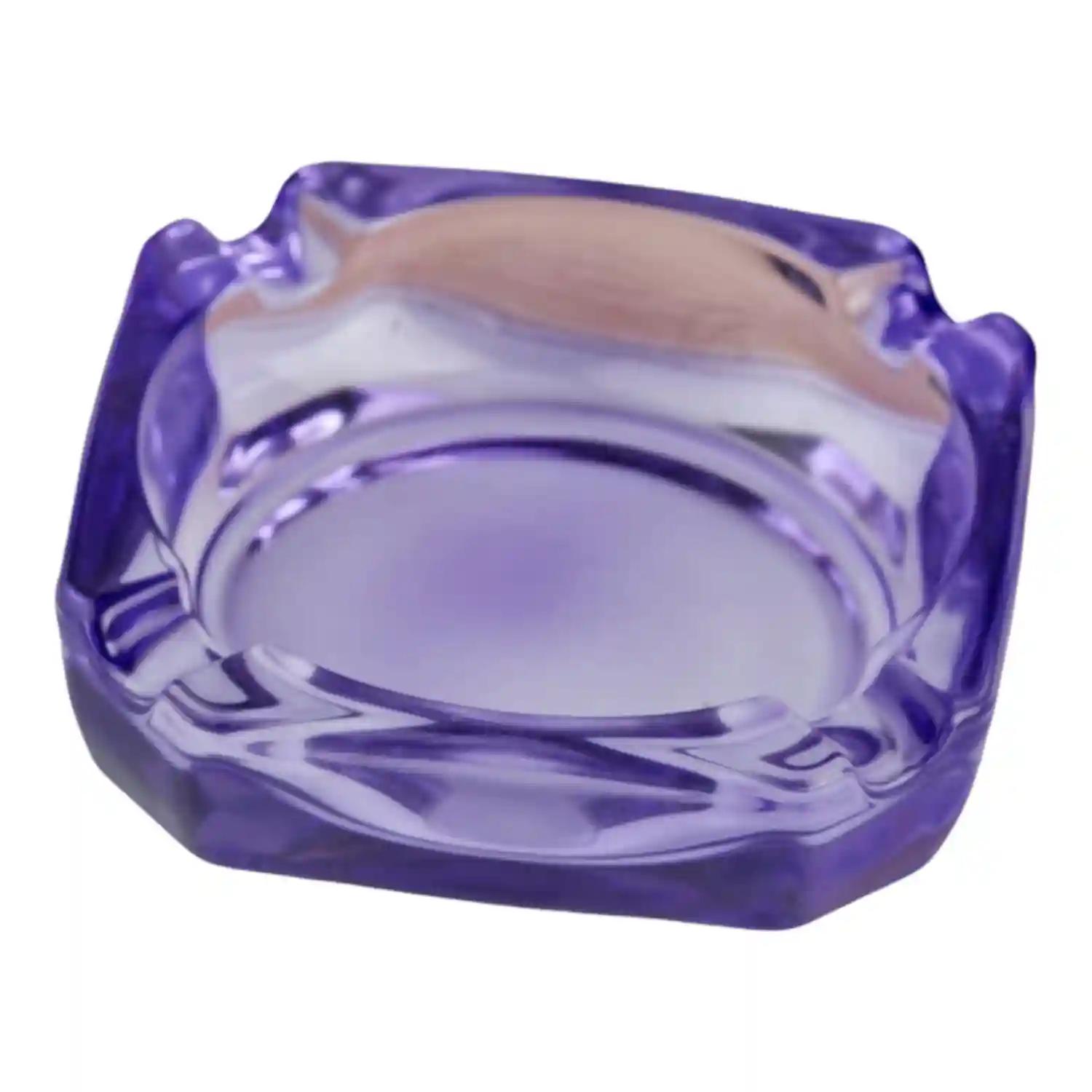 Kookee Glass Ashtray for Cigarettes, Tabletop Ashtray and Modern Decoration for Home Office Bar Restaurant Indoor Outdoor, Purple (10748)