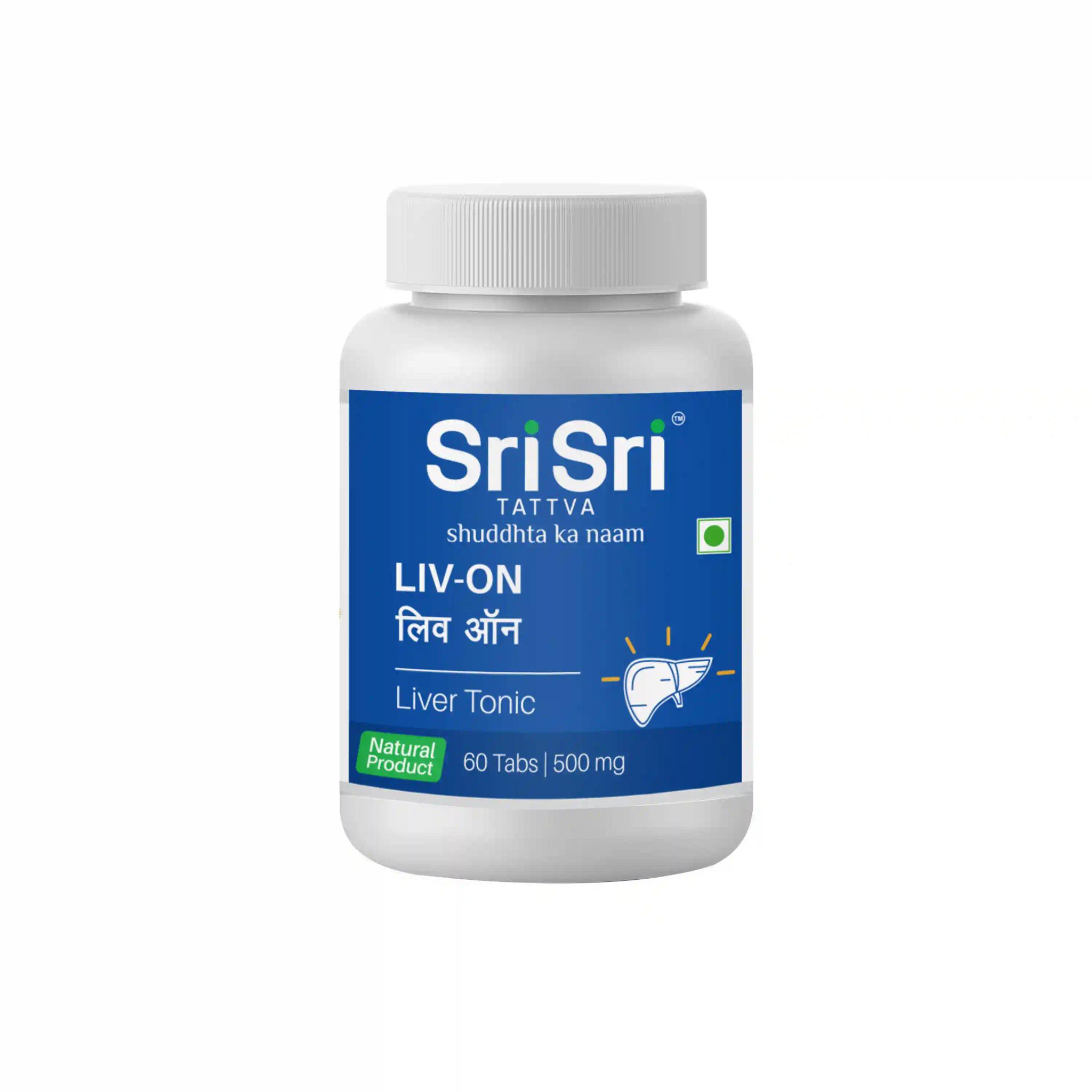 Sri Sri Tattva Liv-On - Liver Tonic | Rejuvenate Ill & Impaired Liver | Improves Appetite | Reduces Viral Load In Hbv & Hcv | Ayurvedic Natural Product | 60 Tabs, 500 Mg