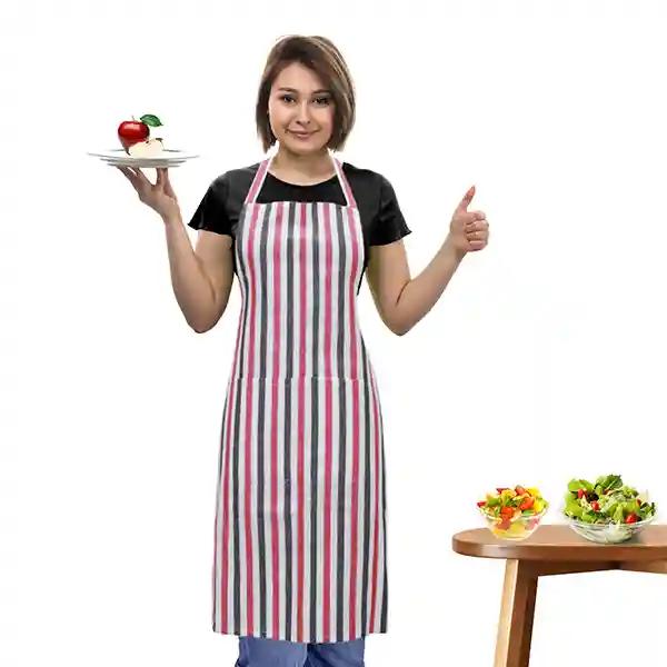 Oasis Mini Multi Striped Cotton Kitchen Apron |Free Size | Comfortable To Wear With Center Pocket |Pack Of 1