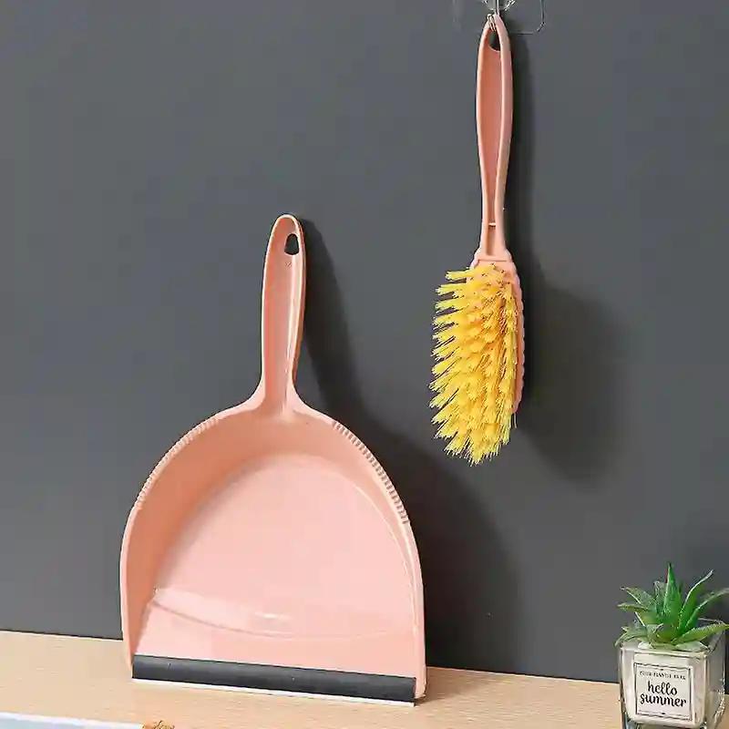 2 In 1 Long Handled Small Sweeping Kit Carved Pattern Dustpan Broom & Brush Set Multifunction Dust Removal Garbage Shovel, Mini Hand Broom For Cleaning Up Desktop, Office, Home