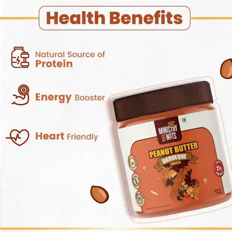 MINISTRY OF NUTS Peanut Butter Barbeque Smooth 200G & Peanut Butter Schezwan Smooth 200G Total 400G - Pack Of 2