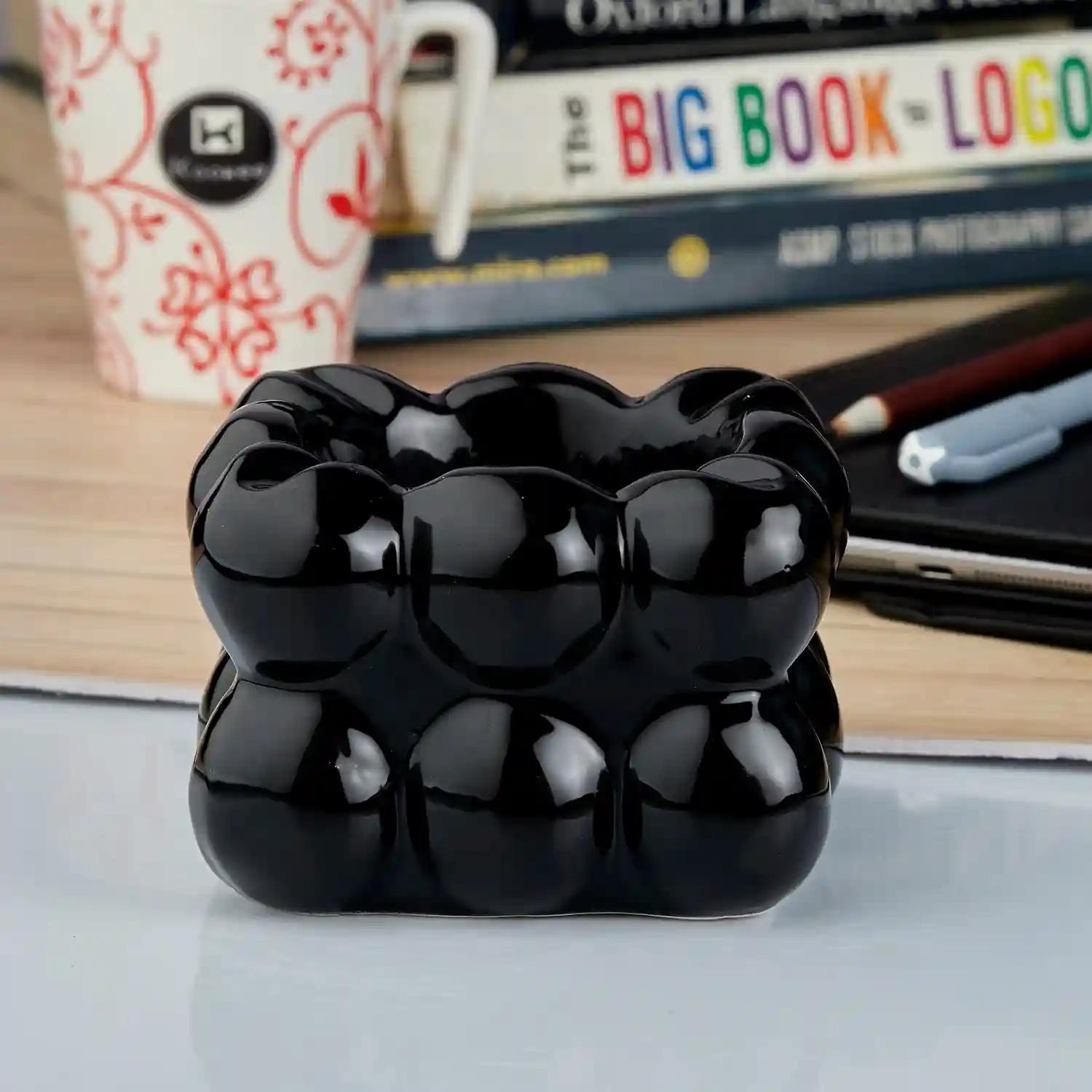 Kookee Groovy Ceramic Ashtray - Unique and Colorful Smoking Accessory with Retro Vibes - Funky Decor for Smokers and Collectors, Black (10759)