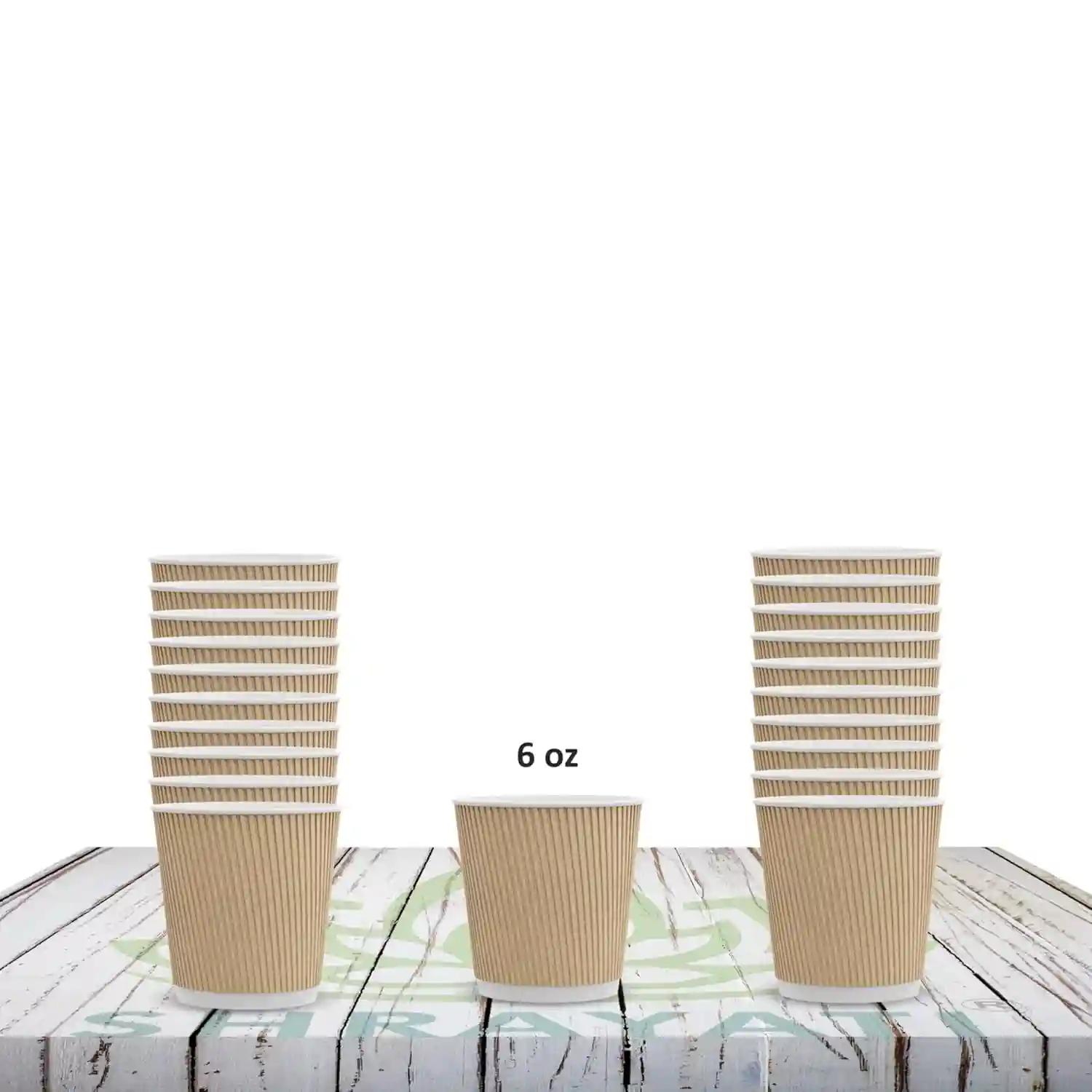 SHRAYATI 250 ML Brwon Ripple Paper Non Slip Cups with Leak Proof & Three Corrugated Layer Ideal for Hot, Cold Pack of 50 | Disposable Cups | Paper Glasses | Disposable Glasses | Paper Cups