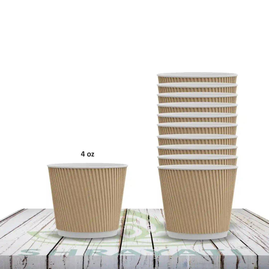 SHRAYATI 150 ML Brown Ripple Paper Non Slip Cups with Leak Proof & Three Corrugated Layer Ideal for Hot, Cold Pack of 50 | Disposable Cups | Paper Cups | Disposable Glasses | Paper Glasses