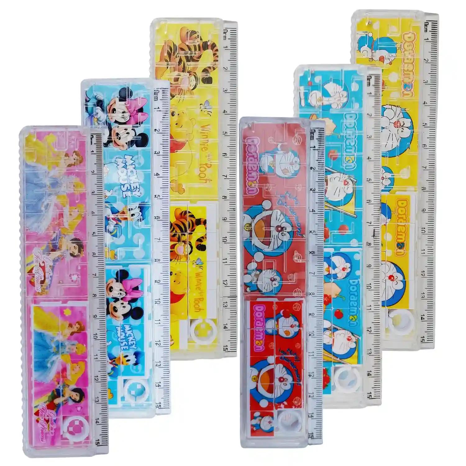 IncyWincy Intelligent Ruler Scale for Kids (6 Pcs - 15cm Long), Birthday Return Gift for Boys and Girls, Pocket Sized Cartoon Theme Measurement Ruler