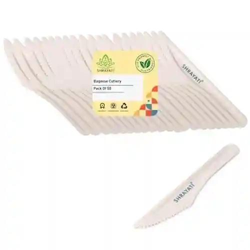 SHRAYATI Disposable Paper Knife, 50 pcs, Pack of 4, Biodegradable Paper Knife, Environmentally-Friendly, Perfect for Picnics, Parties, and Catering