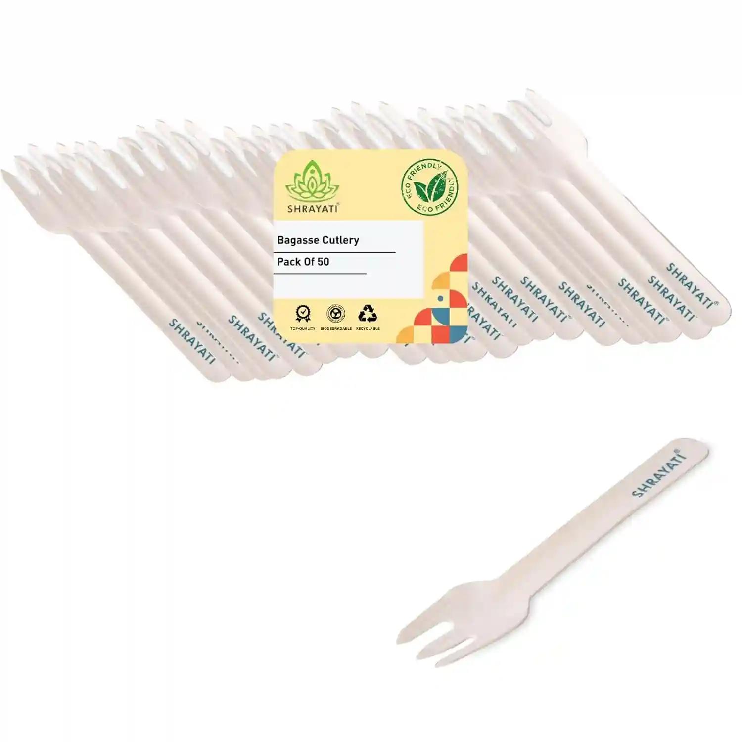 Shrayati Disposable Paper Fork, 50 pcs, Pack of 3, Biodegradable Paper Fork, Environmentally-Friendly, Perfect for Picnics, Parties, and Catering