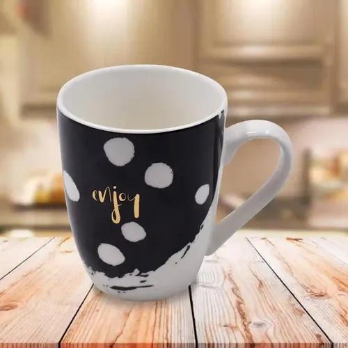 Kookee Printed Ceramic Coffee or Tea Mug with handle for Office, Home or Gifting - 325ml (4388-A)