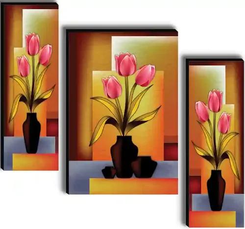 Framed Flower Vase Wall Painting for Home Decor - Pattern 194