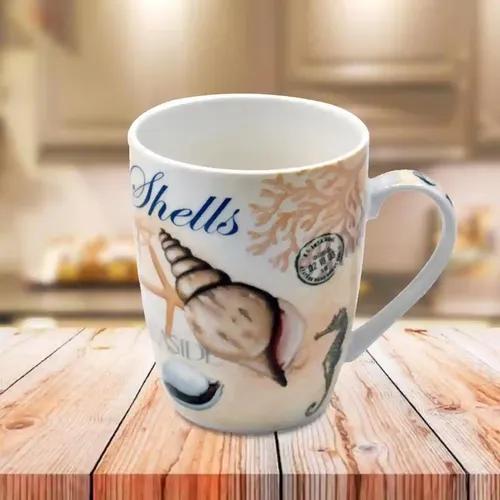 Kookee Printed Ceramic Coffee or Tea Mug with handle for Office, Home or Gifting - 325ml (BPM3403-D)