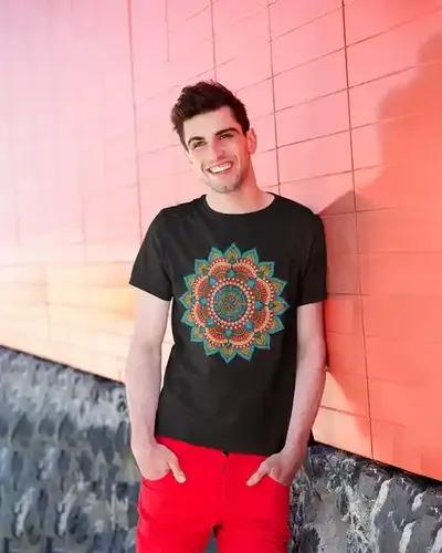 Artistic Splendor: Vibrant Rangoli Magic T-Shirt for Men - S