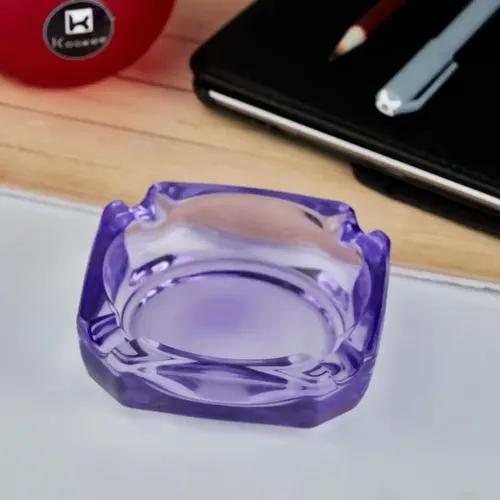 Kookee Glass Ashtray for Cigarettes, Tabletop Ashtray and Modern Decoration for Home Office Bar Restaurant Indoor Outdoor, Purple (10748)