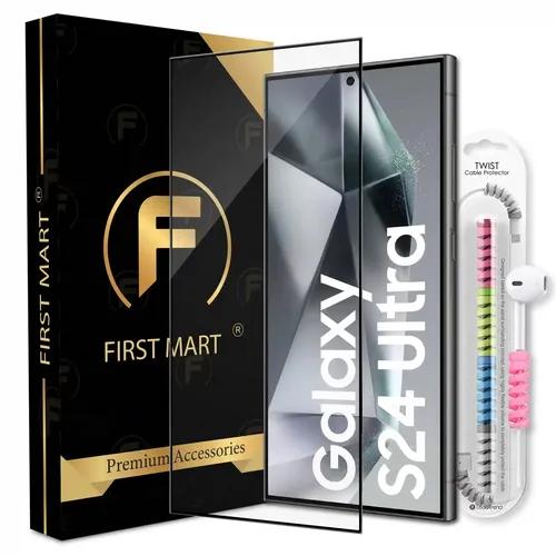 FIRST MART Premium Tempered Glass for Samsung Galaxy S24 Ultra 5G with Edge to Edge Coverage and Cable Protector and Easy Installation Kit, Pack of 1