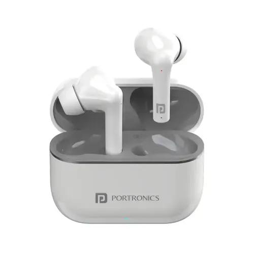 Portronics Harmonics Twins S6 TWS Earbuds with 50Hrs Playtime, Auto ENC, Quad Mics, 10mm Drivers, IPX4 Water Resistant, ASAP Charge, BT5.3, Voice Assistant, Touch Control, Type C Charging Port(White)