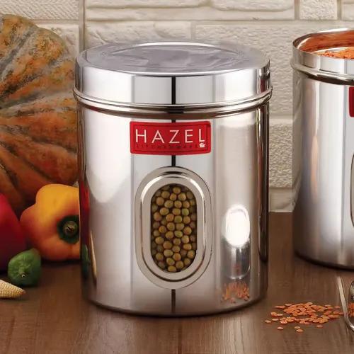 HAZEL Steel Container for Kitchen Storage | Transparent Kitchen Storage Containers, 1400 ML