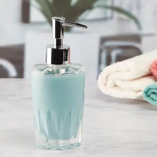 Kookee Acrylic Liquid Handwash Soap Dispenser pump for Bathroom, Hand wash refillable bottle for Kitchen wash basin, Set of 1 - Blue (8455)