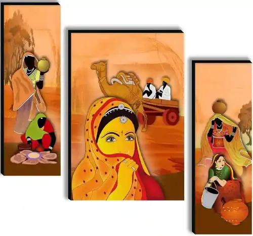 Framed Rajasthani Wall Painting for Home Decor - Pattern 184