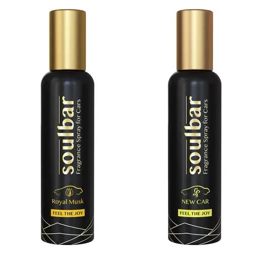 Soulbar Royal Musk & New Car Luxury Car Perfume Spray - 80 Ml (Pack of 2)