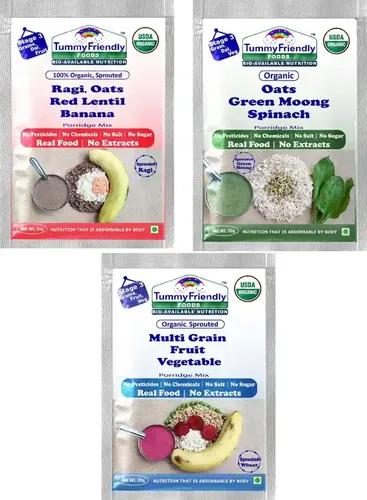 Tummyfriendly Foods Certified Stage 3 Porridge Mixes Trial Packs - Ragi, Oats, Multigrain |Organic Baby Food For 8 Months Old Baby |3 Packs, 50G Each Cereal (150 G, Pack Of 3)