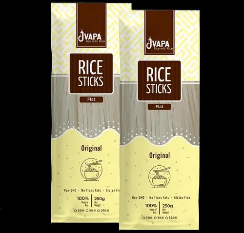 Jvapa Flat Rice Sticks Noodles - Goodness of Rice | Flat 5 mm (2 x 250 gm)