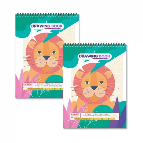 Cartoon Lion Theme Sketchbooks For Painting - Pack Of 2