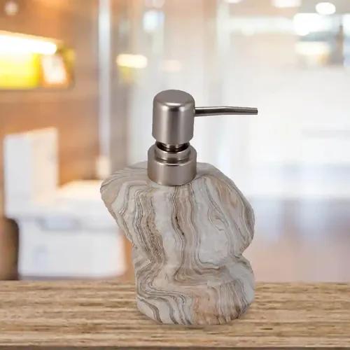 Kookee Ceramic Soap Dispenser for Bathroom handwash, refillable pump bottle for Kitchen hand wash basin, Set of 1 - Off White (7617)