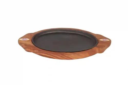 Hazel Sizzler Plate with Wooden Base Oval Medium S15x8