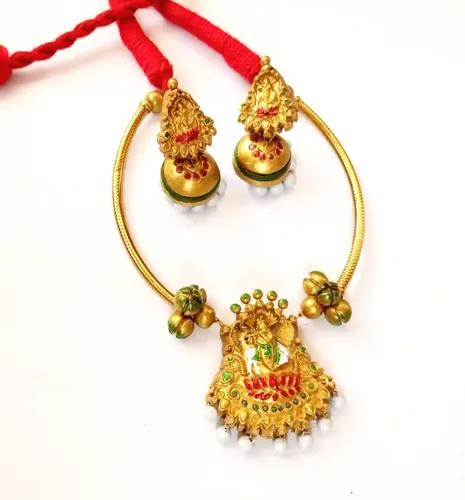 Krishna Design Ethnic Terracotta Necklace with Matching Earring