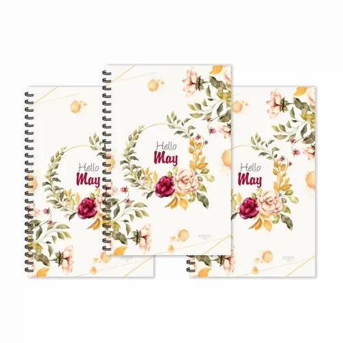 Floral Hello May Month Designer Ruled Diaries - Pack Of 3