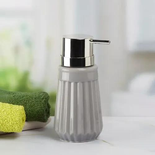 Kookee Ceramic Soap Dispenser for Bathroom handwash, refillable pump bottle for Kitchen hand wash basin, Set of 1 - Grey (6034)