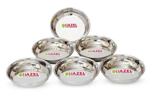 HAZEL Steel Plates/Dishes - 6 Pcs Set - 12 cm - Medium - B Halwa S12