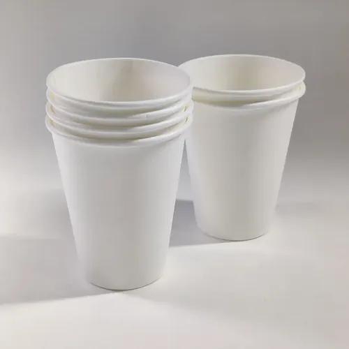 Paricott 125ml Plain White Disposable Party Paper Cups for Hot & Cold Beverages 7Oz - 100 Pieces