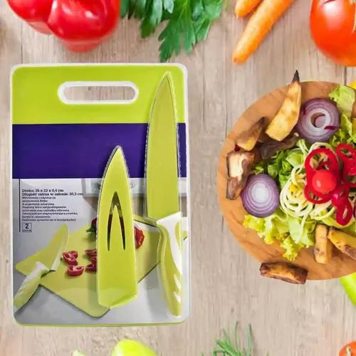 Kookee Kitchen Chopping Board with Knife Set of 2, Sharp and Durable Cutting Vegetable or Fruits (160198-1L)