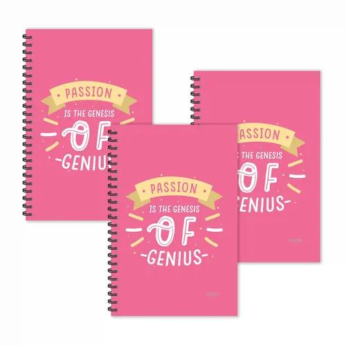 Passion Is The Genesis Of Genius Motivational Quotes Ruled Diaries - Pack Of 3