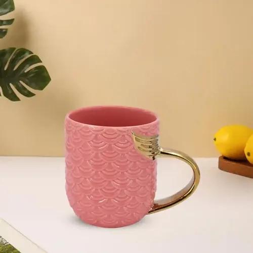 Kookee Fancy Ceramic Coffee or Tea Mug with Handle for Office, Home or Gifting - 325ml (8054-A)