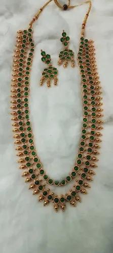 Real Kemp Stone Choker Necklace Set for Women - Green